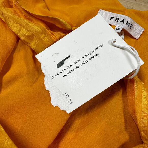 Frame Silk Crinkle Draped Halter Neck Top Orange Women's Size Large New With Tag - Picture 7 of 11